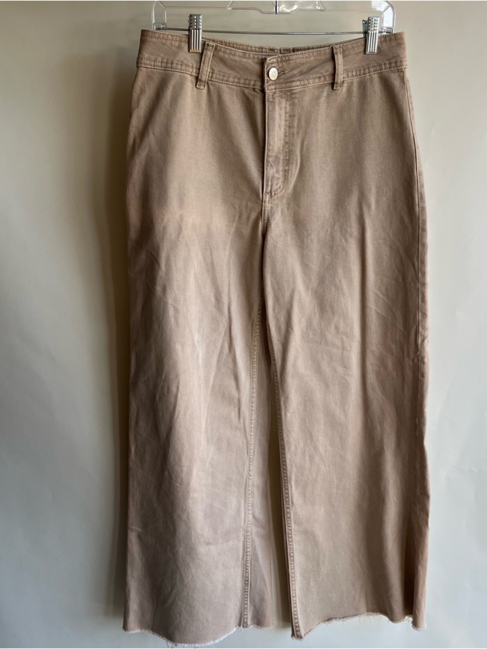 Mango Catherine Canvas Pants Jeans Khaki Sz 8 Women’s EUC Tan Beige